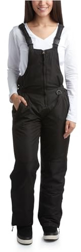 CHEROKEE Women's Insulated Snow Bib - Water Resistant Ski Overall Pants, Black, Size 2X
