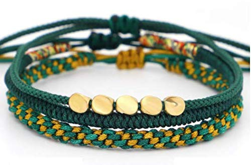 GOODCHANCEUK - Pulsera trenzada con diseño de nudo de diamante, 3 piezas de cuentas de cobre ajustable, pulsera tejida a mano, para hombres y mujeres