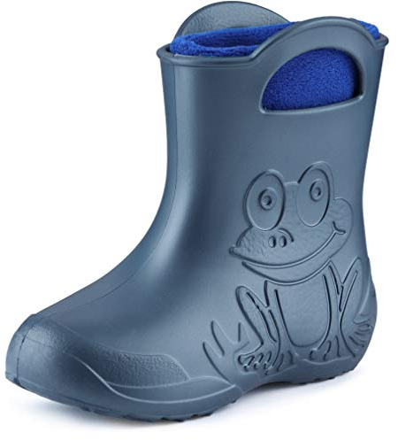 Ladeheid Stivali Bambino e Bambina in Eva LA-CA-03 (Blu Metallizzato/Blu Marino-2, 32/33 EU)