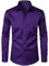 PARKLEES Men's Urban Stylish Casual Business Slim Fit Long Sleeve Button Up Dress Shirt with Pocket Purple S