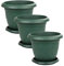 Maceta Redonda 26,5 cm diámetro, Set 3 Unidades, Maceta con Plato, 5 litros, Macetero (Verde)