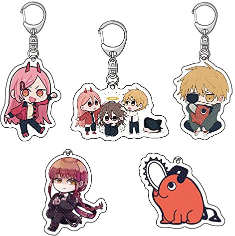 5 llaveros para hombre de motosierra con metal de aleación extraíble, llavero de anime para tarjetas de llaves y algunas otras piezas pequeñas