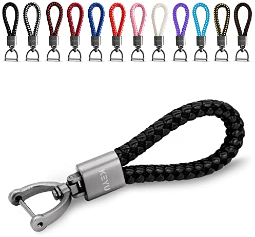 KEYU Schlüsselanhänger im maritimen Look mit Kordel für Damen & Herren | Schlüsselband | Autoschlüsselanhänger | Lanyard mit Karabiner (Schwarz)