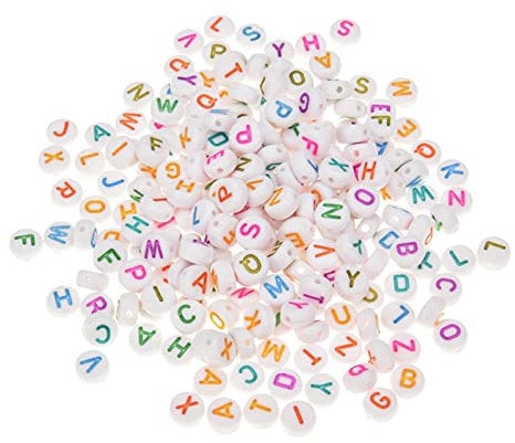 200PCS Plastic Alphabet Letters A-Z Acrylic Beads Single Spacer Loose Round Charms for DIY Necklaces Bracelets Jewellery Keyring Making Crafts Resin