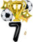 Jxuzh Fussball Geburtstag Fußball Party Deko Zubehör Fußball Geburtstagsdeko Jungen Luftballon 7. Geburtstag junge Soccer Party Fußball Ballons Deko Stern Ballon Golden Fußballfan Kindergeburtstag