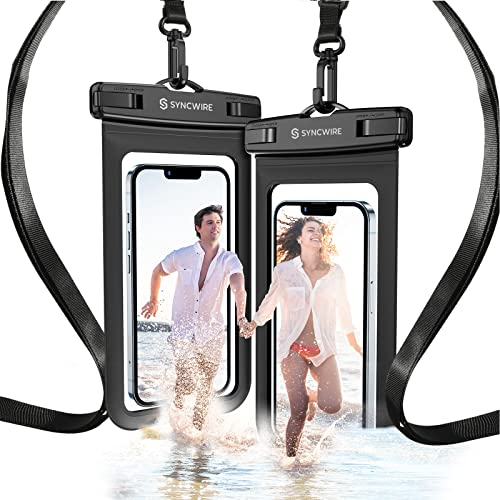 SYNCWIRE Wasserdichte Schutzhülle für Smartphone – 2 Stück wasserdichte Schutzhülle für Telefon IPX8 Touch Sensitive Tasche tragbar wasserdicht für iPhone 14 13 Pro Max 12 Mini 11 XR 8 7 Plus, Huawei,