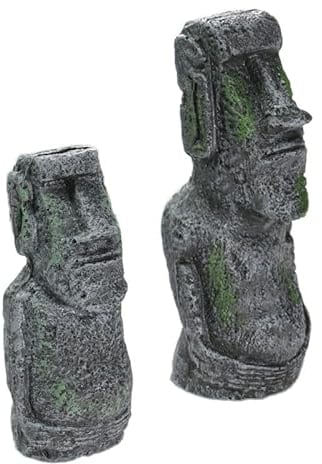 WANGCL 2 Stück Osterinselkopf Statuen für Aquarium, Heim- oder Bürodekoration