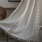 Tospass Vintage Landhausstil Häkeln Stricken Vorhang Boho Bohemien Vorhänge Aushöhlen Quaste 1 Stück Gardinen Outdoor Leinen Baumwolle Gardienen für Wohnzimmer Schlafzimmer Curtains 150x245 cm Beige