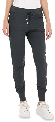 Malito - Damen Jogginghose im Classic Look - Sporthose in Unifarben - Baggy zum Tanzen - Sweatpants - Trainingshose 8021-G (dunkelgrau L)