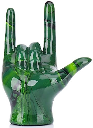 Emerald Green Hand Gesture Decor Statue,Modern Art Home Decor Accent I Love You Sign Language,Objects Gifts for Couples Bedroom Coffee Table Centerpiece,Countertop,Desktop,Bookshelf