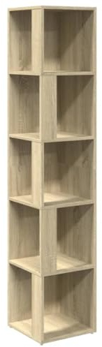 vidaXL Corner Cabinet Sonoma Oak 33x33x164,5 cm Engineered Wood | Perfectly fits into corners, Five spacious compartments to keep things organized, Sleek, simple style that suits any room
