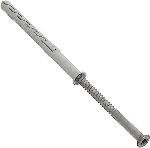 AERZETIX - C67119 - Lot de 20 Chevilles en Plastique Ø8x100 mm à collerette biseautée + 20 vis Ø105 autotaraudeuses à tête fraisée à Empreinte étoile TX30 - béton Brique perçage Fixation