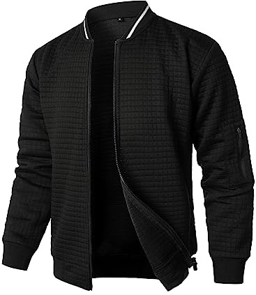 HOOD CREW Leichte Herren-Bomberjacke mit Reißverschluss, lässiger Windbreaker, Sport, Varsity-Jacke