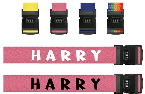 Single Pink Personalised Luggage Straps For Suitcases Belt with Combination Lock - Adjustable & Secure -Suitcase Straps