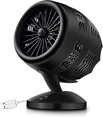 RAHBI Raumseitenheizung, Mini-Heizung, rotierender elektrischer Aeroconcenter-Lüfter über USB, Heizofen, Heizkörper, Büro für Auto und Zuhause, Schwarz, Amazing23