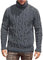 FEOYA Men's Turtleneck Jumper High Roll Turtle Neck Sweater for Men UK Warm Chunky Cable Knit Pullover Knitted Sweatshirt Stand Collar Ribbed Knitwear Winter Long Sleeve Polo Neck Top Dark Grey XL