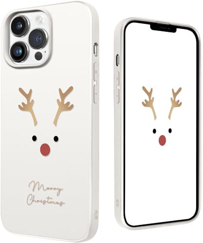 COBATREE Christmas Case for iPhone 13 Pro Max,White Matte Soft-Touch Shockproof Phone Case with Christmas Elk Design, Skin-Friendly Protective Cover for iPhone 13 Pro Max 6.7-Cute Elk