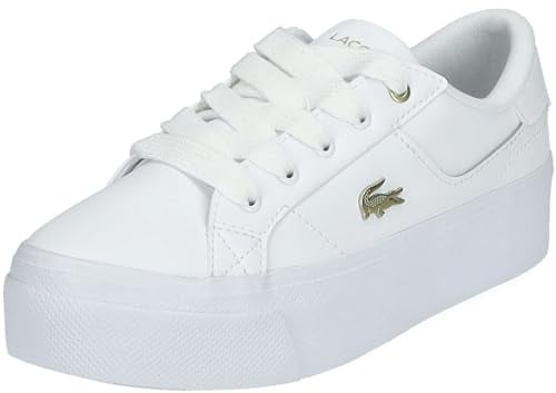 Lacoste-Women Vulcanized SNKR-47CFA0005, Blanc/Doré, 40 EU