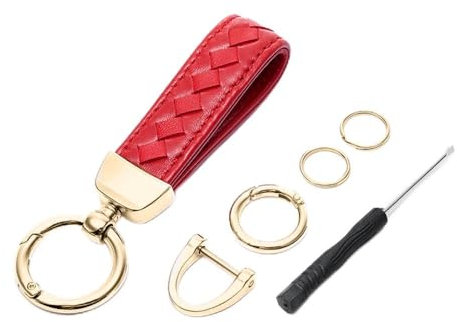 FDEETY Eleganter Schlüsselanhänger aus geflochtenem Leder mit goldenen Akzenten Schlüsselring Set für Autoschlüssel Fahrräder und Haustürschlüssel hochwertiger Schlüsselhalter
