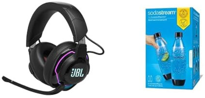 JBL Quantum 910 Over-Ear Gaming Kopfhörer – Wireless 2,4 GHz & SodaStream DuoPack Fuse 2X 1L KST-Flasche - spülmaschinengeeignet (BPA frei)