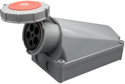 Connecteur industriel étanche IEC 60309, alimentation de connecteur femelle étanche 5 broches 125 A 380 V-415 V 3P+E+N 6H IP67, prise industrielle montée en surface