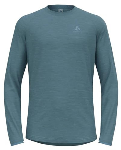 Odlo Herren Laufshirt Langarm Essential Thermal I Sport Shirt Männer Oberteil Midlayer Fitness Sweater, Provincial Blue Melange, L EU