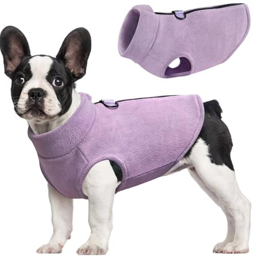 Idepet Hunde-Fleece-Weste, Pullover, mit Reißverschluss, Warmer Pullover, Hundejacke mit D-Ring-Leine, für den Winter, kaltes Wetter, Haustierpullover, Kapuzenpulli für kleine, mittelgroße Hunde,