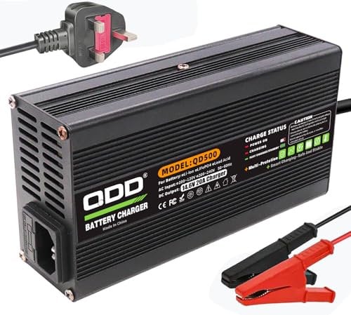 QDD Battery Maintenance Smart Charger 12V 20A 14.6V Lithium LiFePO4 Battery Charger For Boats RVs, Commercial Vehicles, Deep Cycle Rechargeable Batteries
