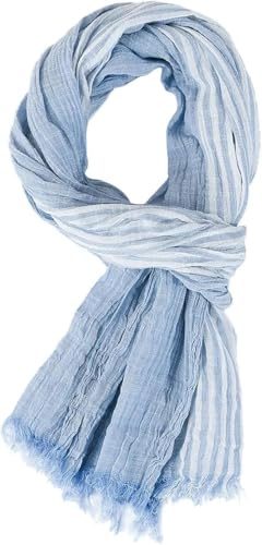 Ndier Schals Tücher Halstuch Scarf Herbst Winter Herren Schal Baumwolle Leinen Gestreift Herren Schals Warm Halstuch Mode Männlich Marke Schals Hellblau