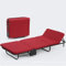 Zusammenklappbares Metallbett mit Matratze, modernes minimalistisches Design, 5 Geschwindigkeiten, verstellbar, ideal für Erwachsene im Wohnzimmer oder Büro, Rot, 180 x 26 x 65 cm