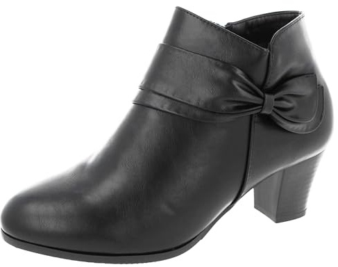 Cushion Walk Women's Zip Fastening Low Heel Ankle Boots with Bow Detail