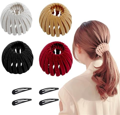 lafo 4 Stück Vintage Vogelnest Haarklammern und 4 schwarze Haarspangen, Vogelnest Haarspangen, Vogelnest Geformte Haarschmuck für Mädchen Damen, Einfarbig (4 Farben)