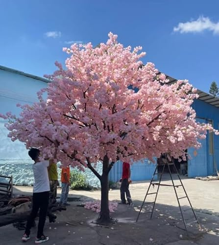 KIBONCY Artificial Cherry Blossom Tree, Simulation Peach Blossom Tree, Wishing Tree Interior Decoration Large-Scale Flower Tree Landscaping Plant 1.5m