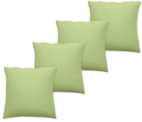 Level One Dekokissen 4er Set Sofakissen 40 x 40 cm Lindgrün, 100% Polyester, Kissenbezug abnehmbar inkl. Kissen - Kopfkissen Kuschelkissen Bodenkissen für Wohnzimmer Schlafzimmer