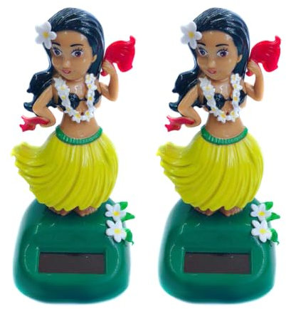 iSpchen 2pcs Auto Armaturenbrett Tänzerin Wackelköpfe Spielzeug Solarbetriebenes Deko, Solar Wackelfigur Lustig Hawaii Hula Girl Tanzendes Spielzeug Schüttelndes Dekoration Wackel Tier Figuren Statue
