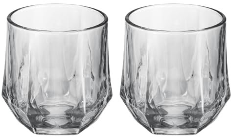 QUARKZMAN 2 Vasos de Whisky de Diamante de 10 Oz Vasos de Vino Engrosados sin Tallo Diseño Geométrico para Vino Tinto Vino Blanco Cumpleaños Bodas Día del Padre Despedida de Soltero, Gris