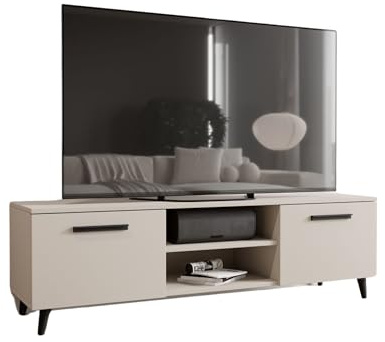 Per la vita TV-Schrank Bergen – Skandinavischer Fernsehtisch in Kaschmir 150x47x40 cm – Modernes TV Möbel für Wohnzimmer – Kompaktes TV Sideboard im minimalistischen Design