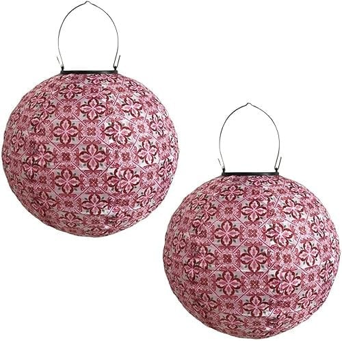 Aohcae Led lampions outdoor solar, 2 Stück 25cm Solarleuchte Hängend, Solarlampions für Außen Wetterfest, Bunte Solarleuchten für Garten, Hof, Terrasse, Hochzeit & Party Dekoration [Energieklasse A]