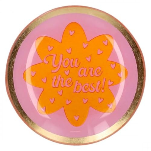 Gift Company Love Plates, Glasteller S, Motiv: You are the best, rund, rosa