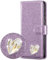 KK KENIK Case For iphone SE 2022/ SE 2020/7 / 8,Luxury Bling Glitter Flip Leather Wallet Case, Diamond Heart,Card Slots,For iphone SE 2022/ SE 2020/7 / 8 Cover (Purple)