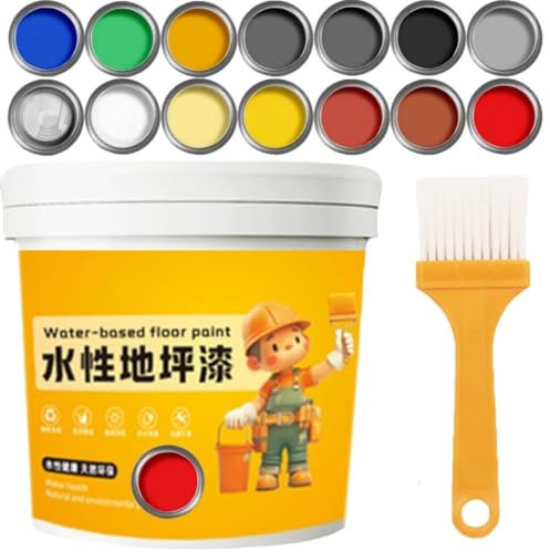 Waterproof Water-Based Epoxy Floor Paint - 2025 New Water-Based Garage Epoxy Flooring Paint, Quick-Dry Anti-Slip Concrete Floor Paints For Interior & Exterior (Red)