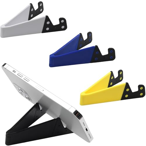 Ceemiaa Portable Mobile Phone Stand for Desk, Foldable Pocket Travel Holder, Universal V Smartphone Kickstand Mount Compatible with iPhone, iPads, Kindle, Android, Pack of 4
