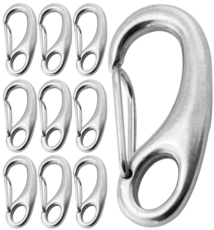 Karabinerhaken | Schnellverschluss | Multifunktions-Haken aus Edelstahl mit Schnellverschluss, 10 Stück für Boote, Wandern, Camping, Wohnwagen