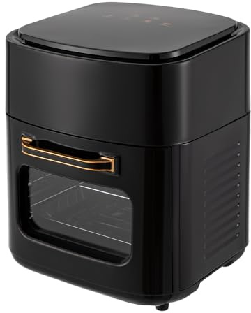 MEELRYD Friggitrice digitale multifunzione ad aria calda, 1400 W, mini forno con touch screen a LED, circolazione dell'aria rapida, timer da 65 minuti, 80-200 °C, 15 l, spegnimento automatico, nero