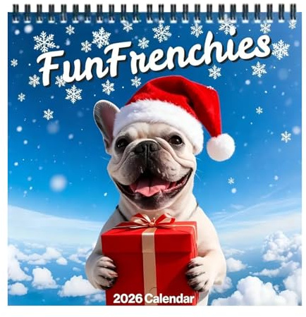 Kalender 2026 Französische Bulldogge, doppelseitiger Wandkalender mit niedlichem französischen Bulldoggen-Design, Aufhängelöchern und Urlaubserinnerungen, perfekt für Zuhause, Büro und