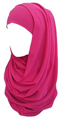 Lina & Lily Bubble Crepe Chiffon Damen Muslim Hijab Kopftuch Schal Turban, Stoff Leicht Undurchsichtig (Dunkelrosa)