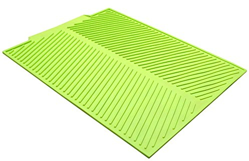 DUBENS Extra große Silikon Geschirr-Abtropfmatte,Abtropfmatte Basic Spülbeckenmatte, Spülbeckeneinlage, Abtropfmatte Trocken-Matte, Silikon-Trockenmatte für Küchen-Arbeitsplatte, 43x33 cm (Grün)