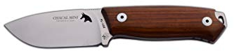 J&V Adventure Knives JV Cuchillo CHACAL Mini Cocobolo para Caza, Pesca, Supervivencia y Bushcraft Realizado en Albacete + Portabotellas de regalo