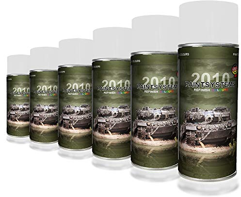 SPRAYDOSE SPRÜHLACK MILITÄRLACK LACK SRAY DOSE ARMY MILITÄR BUNDESWEHR NATO 6 x 400ml Silbergrau - RAL 7001