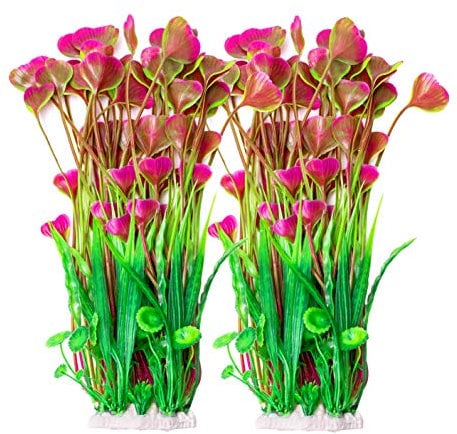 BEGONDIS 2 Pcs Artificial Water Plants, Fish Tank Aquarium Decorations, Made of Soft Plastic, Good for All Fish & Pets (Large Plant - Brown)